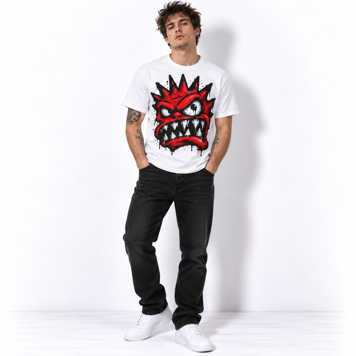 Angry Red Monster Graffiti Street Art Men's Graphic T-Shirt