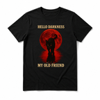 Hello Darkness My Old Friend Black Cat Blood Moon Gothic Men's T-Shirt