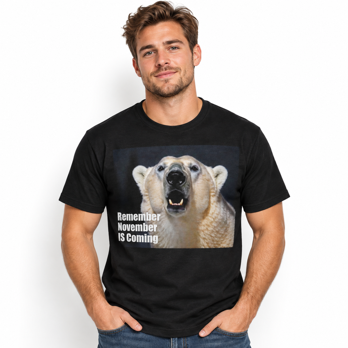 Remember November Is Coming Polar Bear Meme Funny Graphic T-Shirt