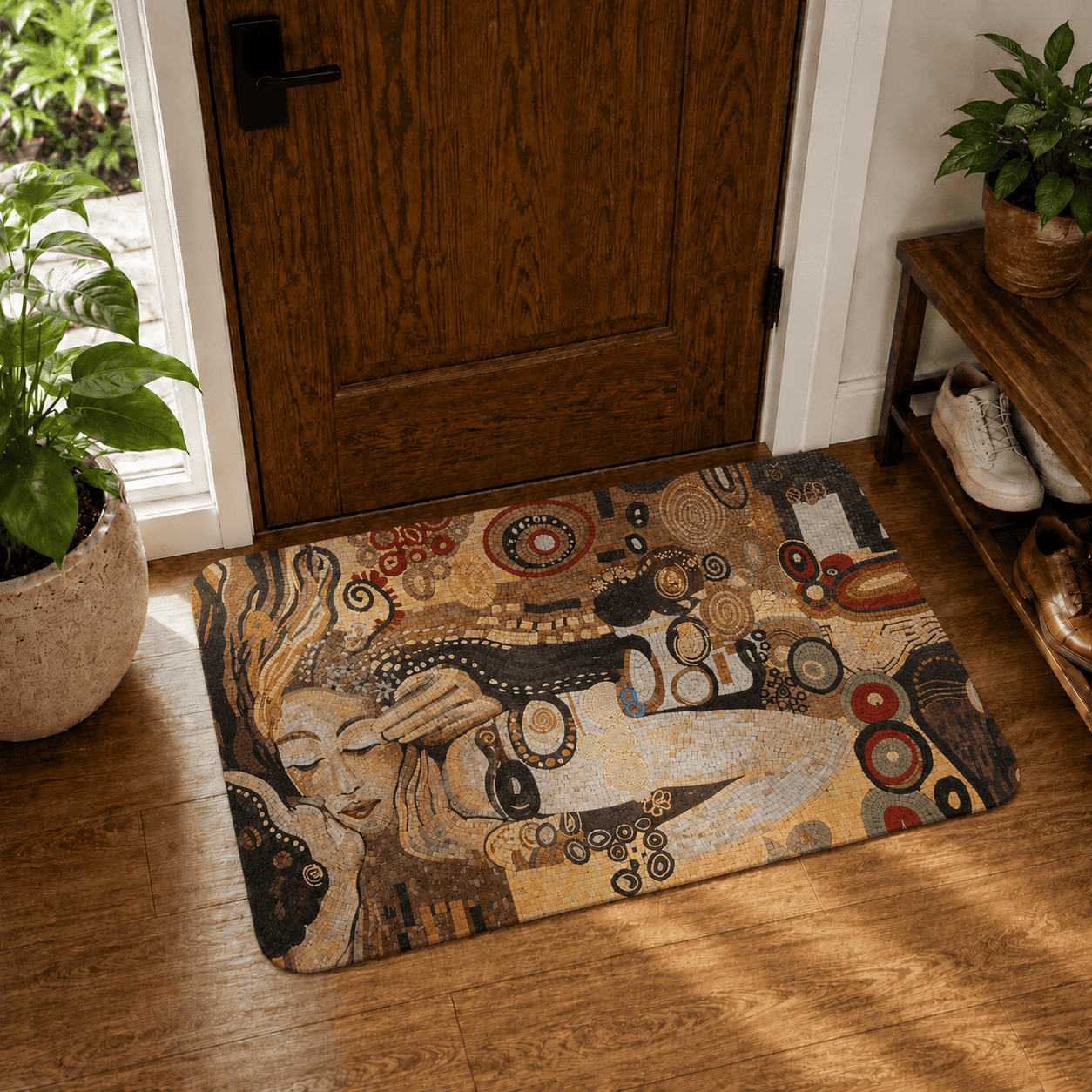 Klimt Inspired Bath Mat Quick Dry Super Absorbent Non Slip Art Nouveau Decor