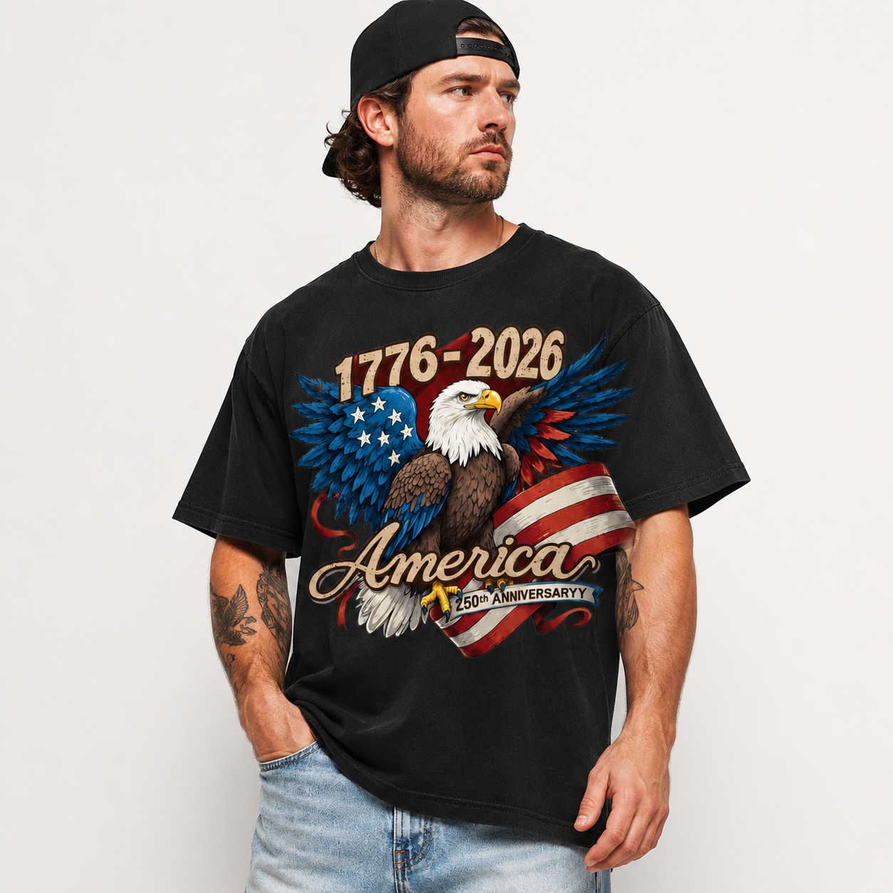 USA 250th Anniversary T Shirt 1776 2026 Eagle Patriotic Graphic Casual Tee