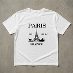 Paris Stripe Graphic T-Shirt Men's Crew Neck Casual Streetwear Tee Top