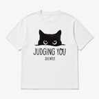 A Humorous Short-Sleeve Shirt Featuring a Cat, with a Minimalist Design