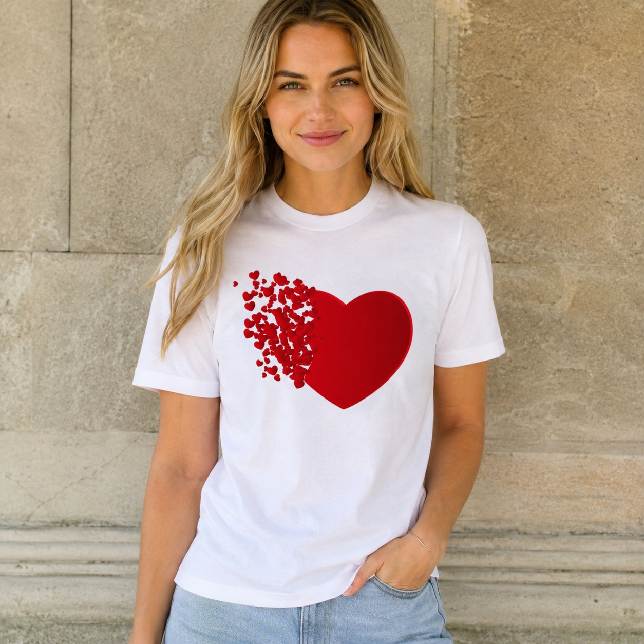 Women's Heart Bird Graphic T-Shirt Cute Nature Casual Summer Tee Top