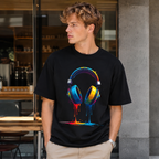 Colorful Dripping Headphones DJ Music Lover Graphic T-Shirt Streetwear Tee