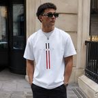 Paris Stripe Graphic T-Shirt Men's Crew Neck Casual Streetwear Tee Top
