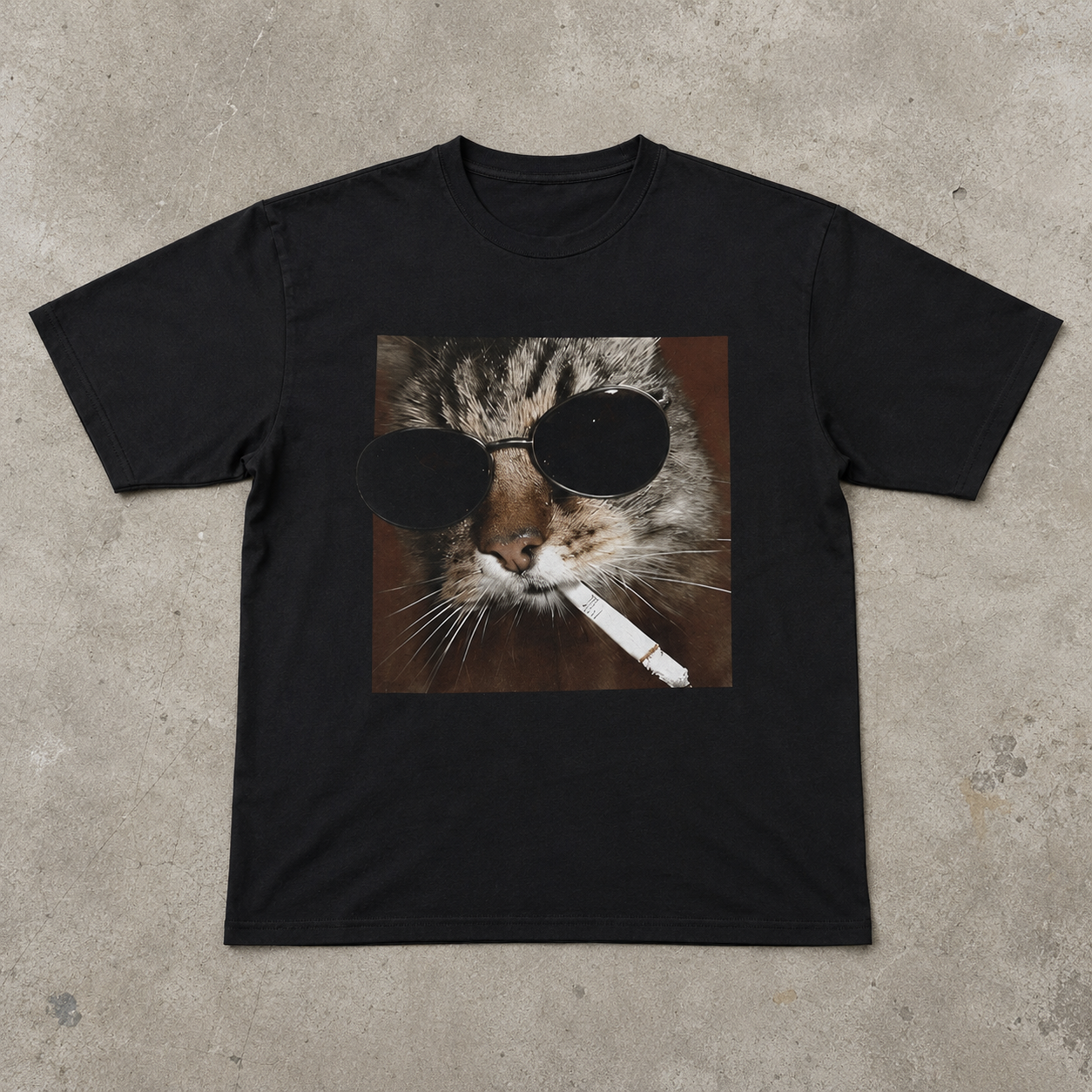 Funny Smoking Cat Meme T-Shirt - Featuring a Smoking Tabby Cat Design