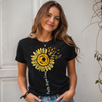 Women's Faith Hope Love Sunflower Heart Graphic T-Shirt Christian Casual Tee