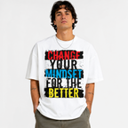 Men's Pure - Cotton White T - shirt: Mindset Revolution: Bold Cotton Tee
