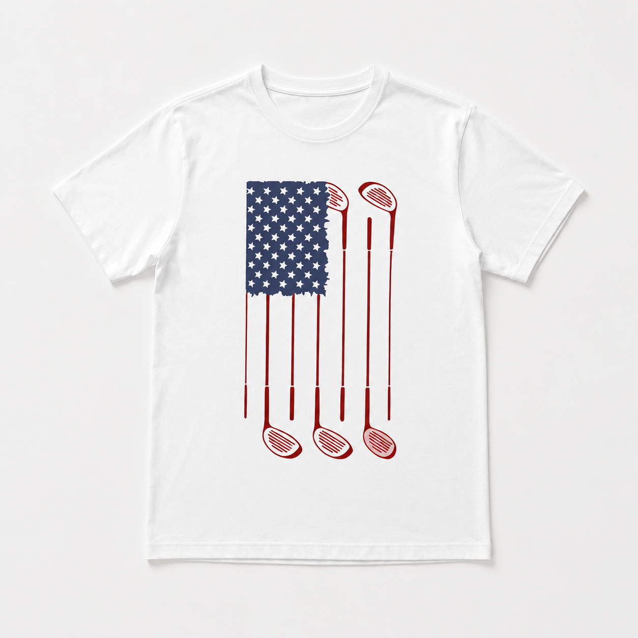 Men's USA Golf Flag Graphic T-Shirt Patriotic Golfer Casual Tee