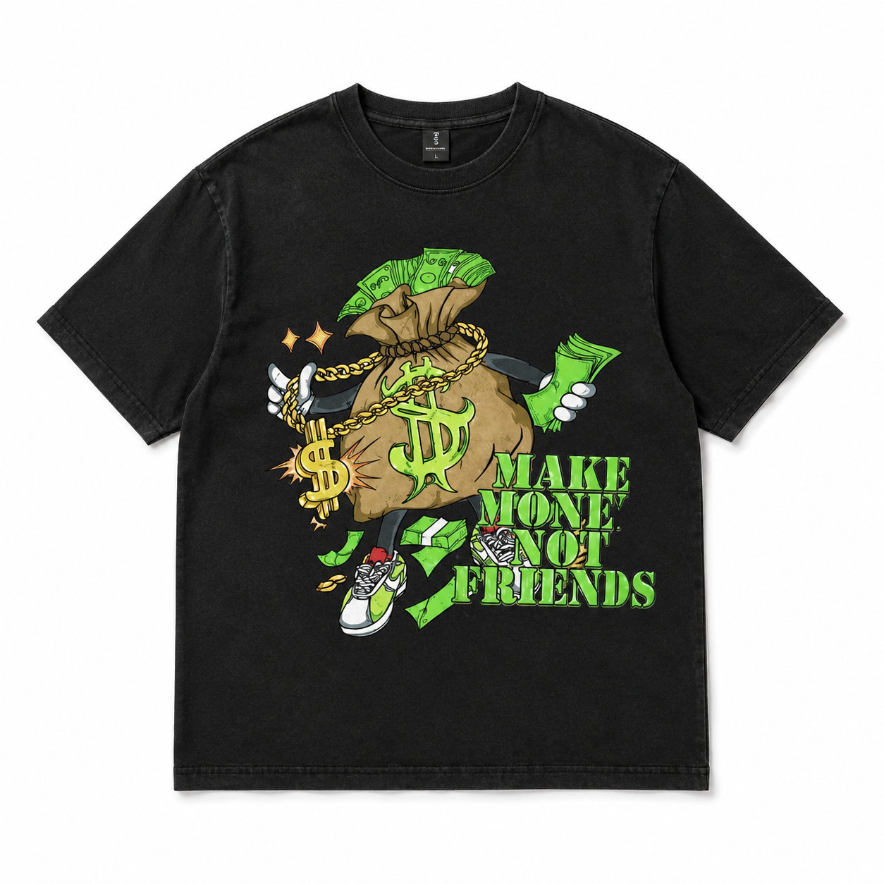 Make Money Not Friends Graphic T-Shirt Cash Money Streetwear Hustle Tee