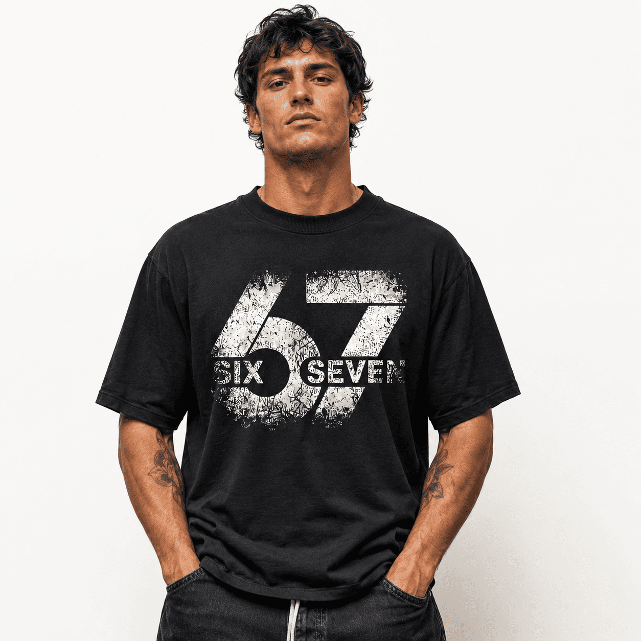 Six Seven 67 Number Graphic T-Shirt Vintage Streetwear Unisex Tee