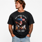 USA 250 Years Faith Freedom T Shirt Flag Cross Eagle Patriotic Graphic Tee