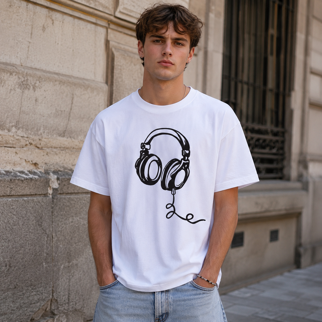 Colorful Dripping Headphones DJ Music Lover Graphic T-Shirt Streetwear Tee