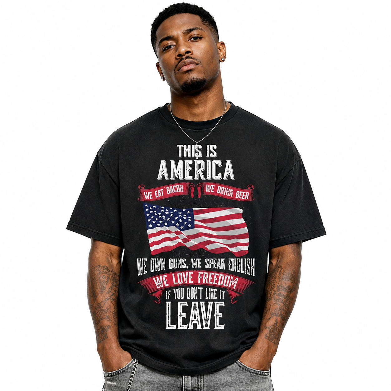 This Is America If You Dont Like It Leave T Shirt Retro Patriotic Graphic Tee