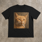 Funny Smoking Cat Meme T-Shirt - Featuring a Smoking Tabby Cat Design