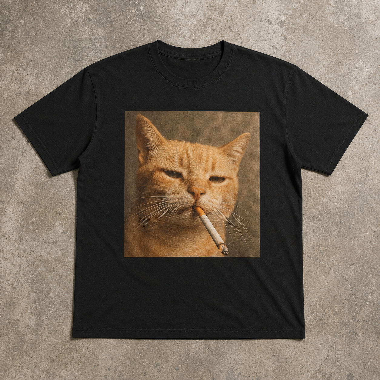 Funny Smoking Cat Meme T-Shirt - Featuring a Smoking Tabby Cat Design