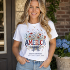 Women's USA 250th Birthday 1776–2026 Floral Butterfly Patriotic T-Shirt
