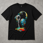 Colorful Dripping Headphones DJ Music Lover Graphic T-Shirt Streetwear Tee
