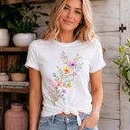 Women Floral Graphic T-Shirt Cute Flower Casual Crew Neck Short Sleeve Tee Top