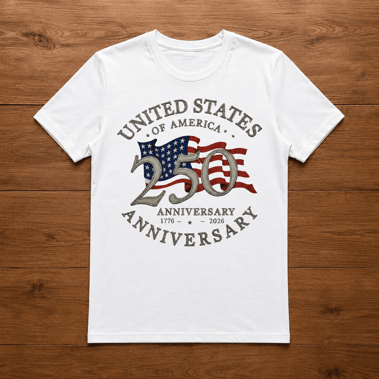 USA 250th Anniversary T Shirt 1776 2026 Flag Heritage Patriotic Graphic Tee