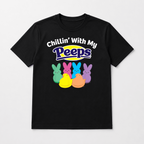 Chillin With My Peeps Funny Easter Bunny Graphic T-Shirt Spring Holiday Tee