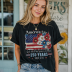 USA 250 Years of Graphic Casual Round-Neck Sweater Soft Graphic Womens Tee