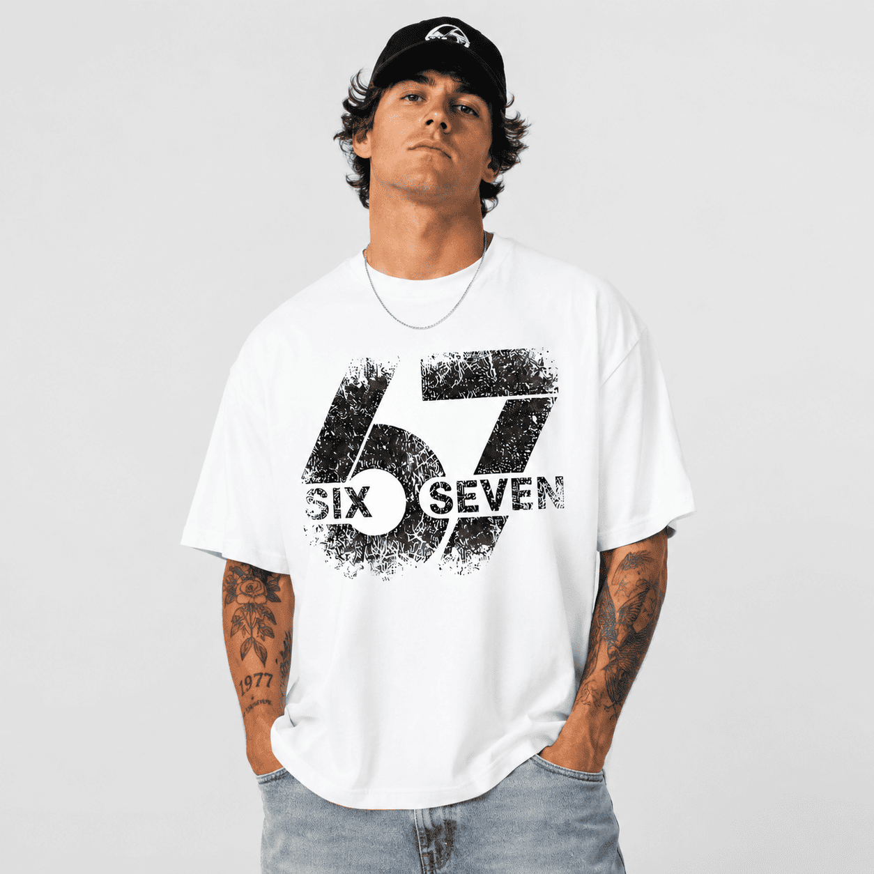 Six Seven 67 Number Graphic T-Shirt Vintage Streetwear Unisex Tee
