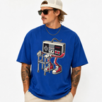 Short Sleeve Men's Fashion Street Style Casual Trendy Graphic T-Shirt with Retro
