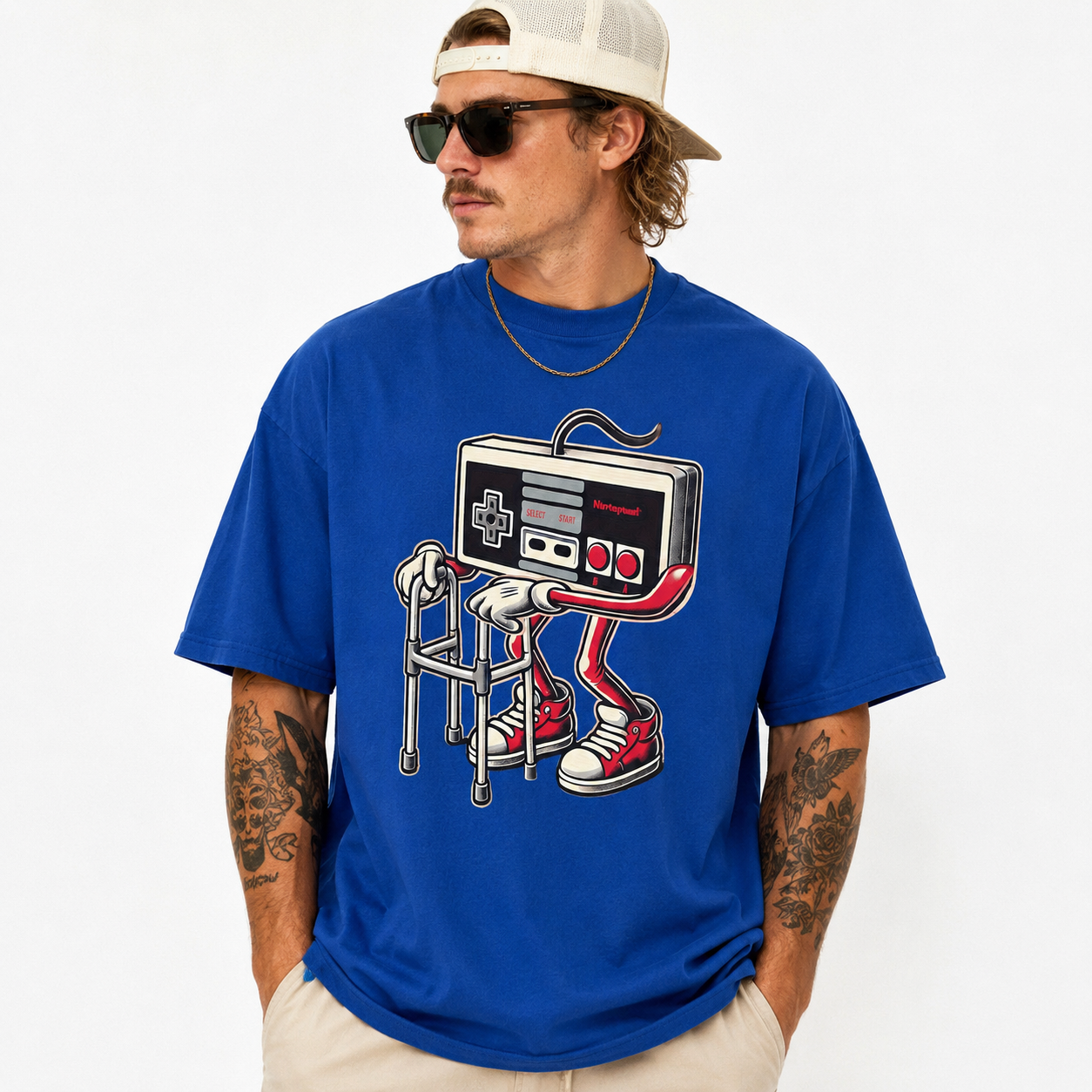 Short Sleeve Men's Fashion Street Style Casual Trendy Graphic T-Shirt with Retro