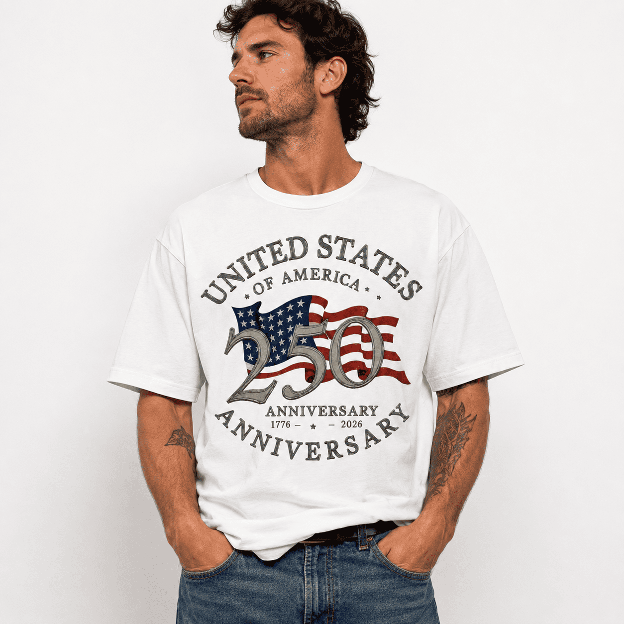 USA 250th Anniversary T Shirt 1776 2026 Flag Heritage Patriotic Graphic Tee