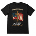 USA 250 Years T Shirt Flag Cross Patriotic Faith Freedom Graphic Casual Tee