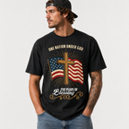 USA 250 Years T Shirt Flag Cross Patriotic Faith Freedom Graphic Casual Tee