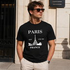 Paris Stripe Graphic T-Shirt Men's Crew Neck Casual Streetwear Tee Top