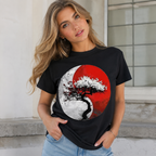 Women Yin Yang Tree Of Life Graphic T-Shirt Spiritual Casual Crew Neck Tee Top