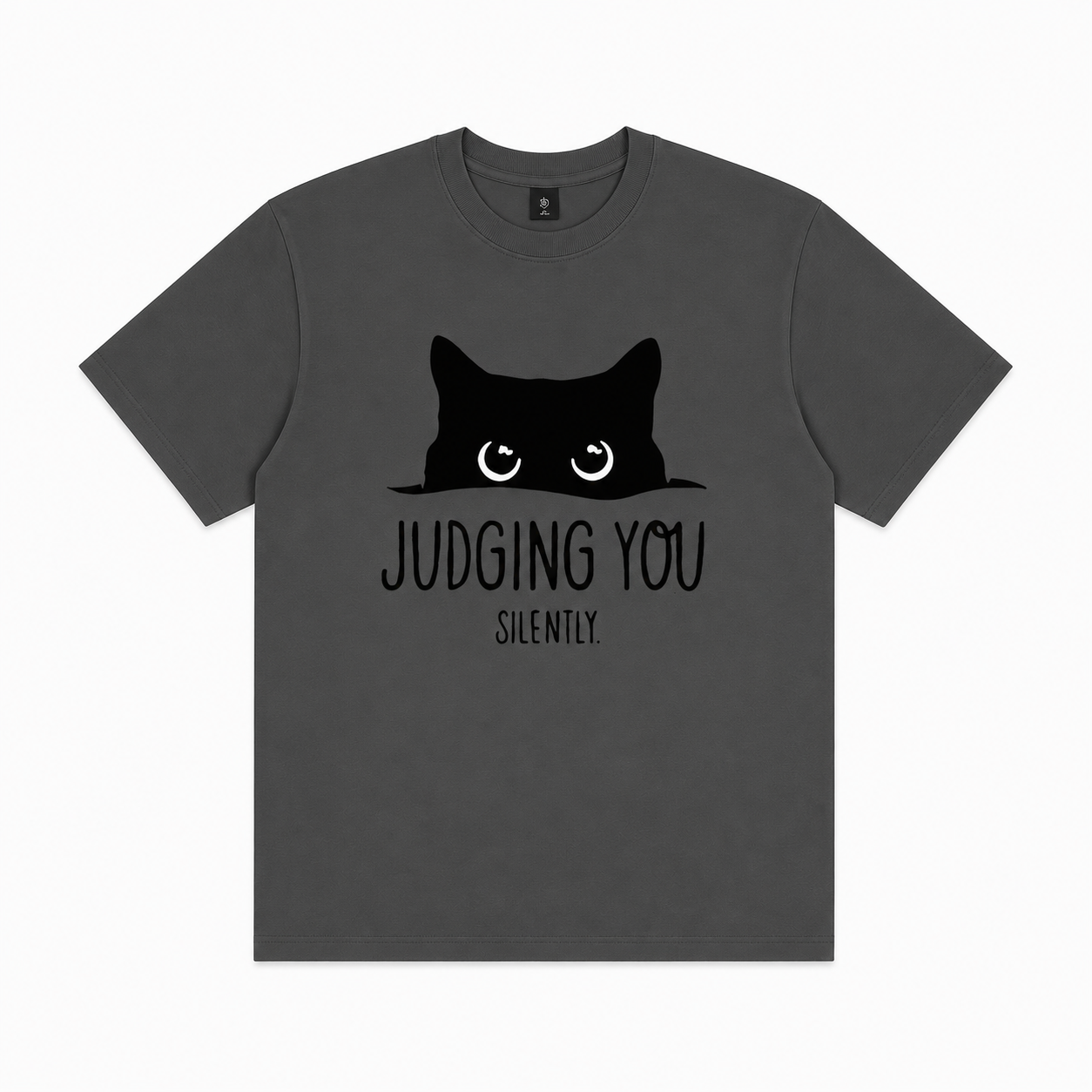 A Humorous Short-Sleeve Shirt Featuring a Cat, with a Minimalist Design