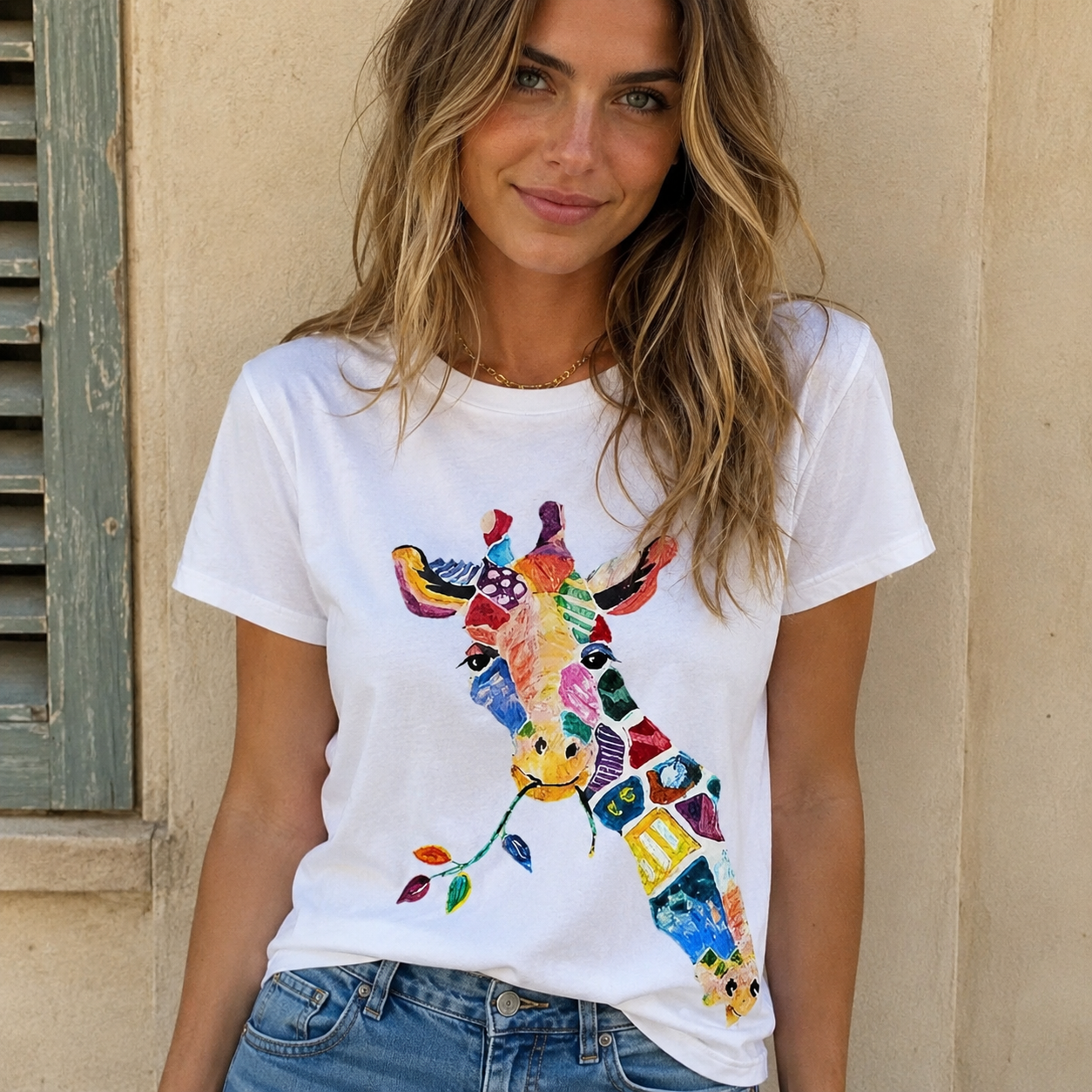 Women Geometric Pattern Graphic T-Shirt Trendy Casual Crew Neck Tee Top