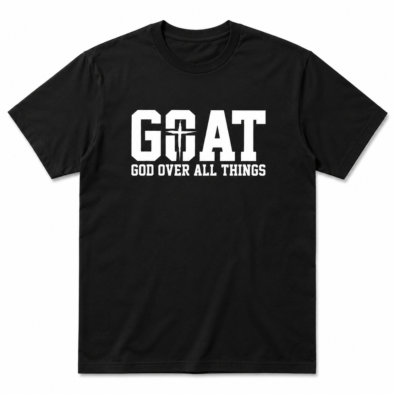 GOAT God Over All Things T Shirt Christian Faith Jesus Graphic Casual Tee