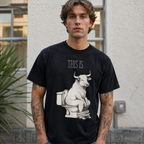 Funny "This Is Bull" T-Shirt | Muscular Bull on Toilet Graphic Humor Tee