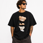 Cute Teddy Bear Graphic T-Shirt Men Funny Cartoon Casual Street Tee