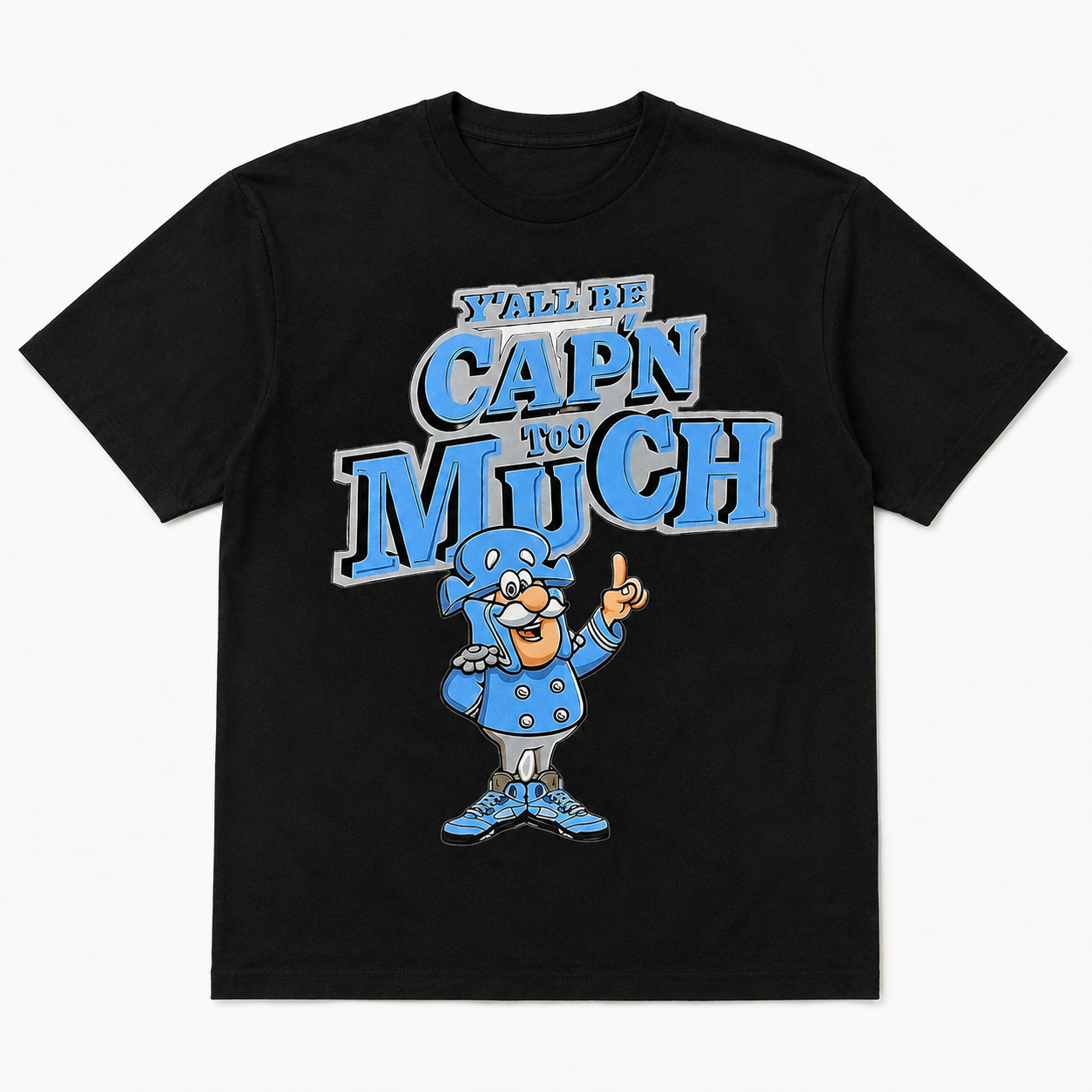 Yall Be Cap'n Too Much Funny Meme Graphic T-Shirt Cartoon Captain Humor Tee