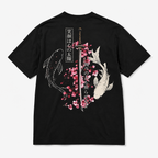 Japanese Koi Fish Samurai Sword T-Shirt Sakura Cherry Blossom Graphic Tee