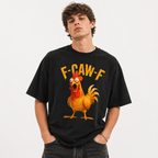 Chicken Pattern with "F-CAW-F" Text Print, Funny And Humorous Design T shirt