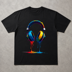 Colorful Dripping Headphones DJ Music Lover Graphic T-Shirt Streetwear Tee