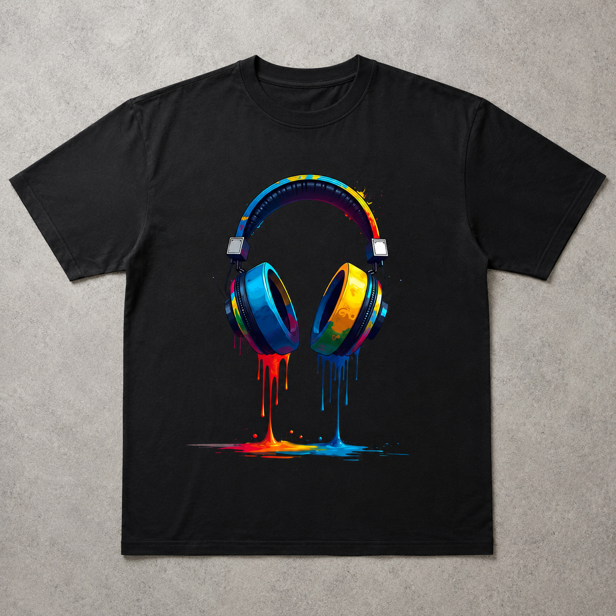 Colorful Dripping Headphones DJ Music Lover Graphic T-Shirt Streetwear Tee
