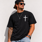 Christian Cross T-Shirt Men's Faith Religious Graphic Casual Tee Top