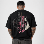 Japanese Koi Fish Samurai Sword T-Shirt Sakura Cherry Blossom Graphic Tee