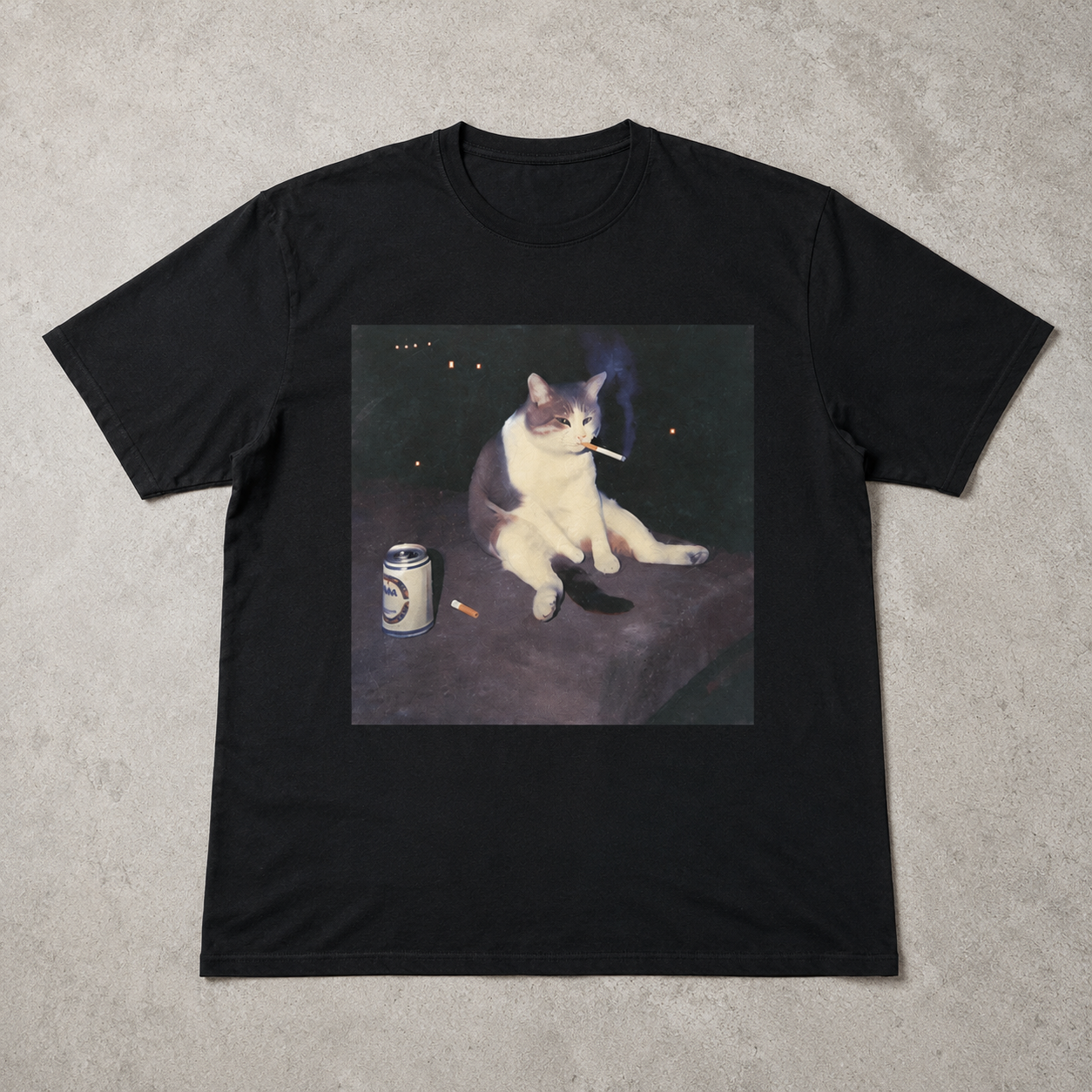 Funny Smoking Cat Meme T-Shirt - Featuring a Smoking Tabby Cat Design