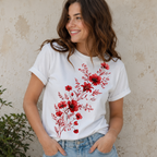 Women Floral Graphic T-Shirt Cute Flower Casual Crew Neck Short Sleeve Tee Top