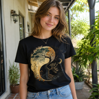 Women Yin Yang Tree Of Life Graphic T-Shirt Spiritual Casual Crew Neck Tee Top